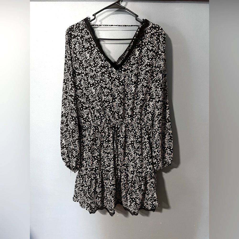 Large black and white floral summer dress